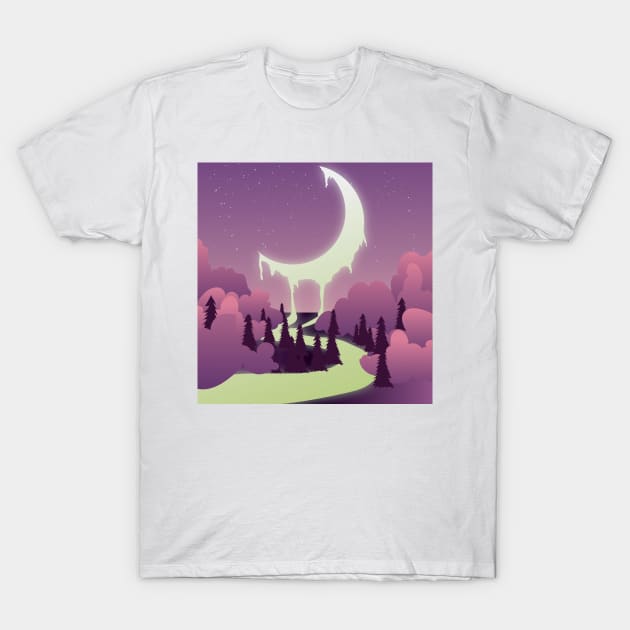 Moon Melting River I Fantasy Landscape Night T-Shirt by Art by Ergate